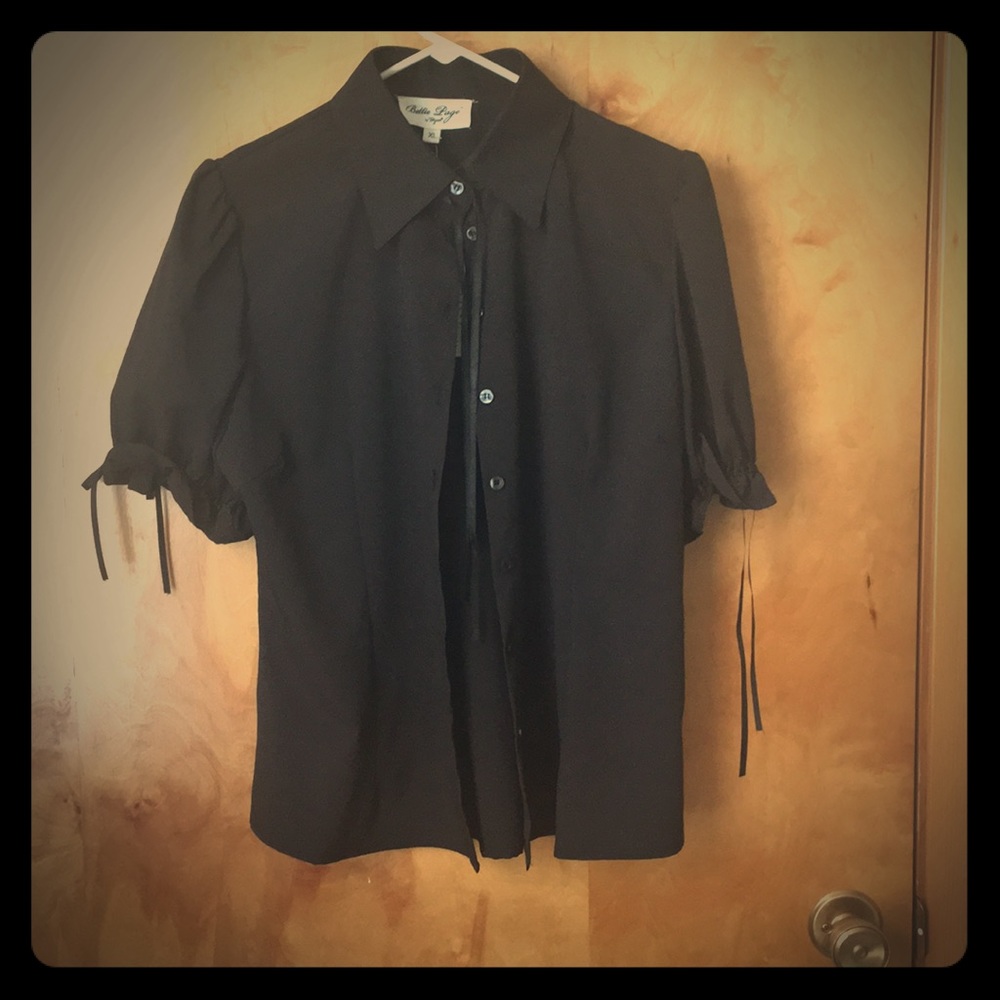 Bettie Page Puff Blouse Black XL